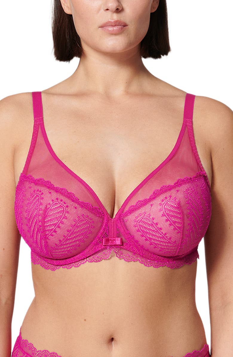 Simone Perele Canopee Underwire Plunge Bra, Alternate, color, Hibiscus Pink