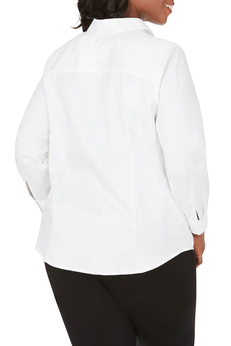 Chrissy Wrinkle Free Chain Jacquard Shirt, Alternate, color, WHITE
