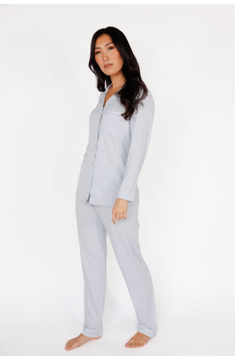 In My Sundays Long Sleeve & Pant Pajama Set, Alternate, color, Powder Blue