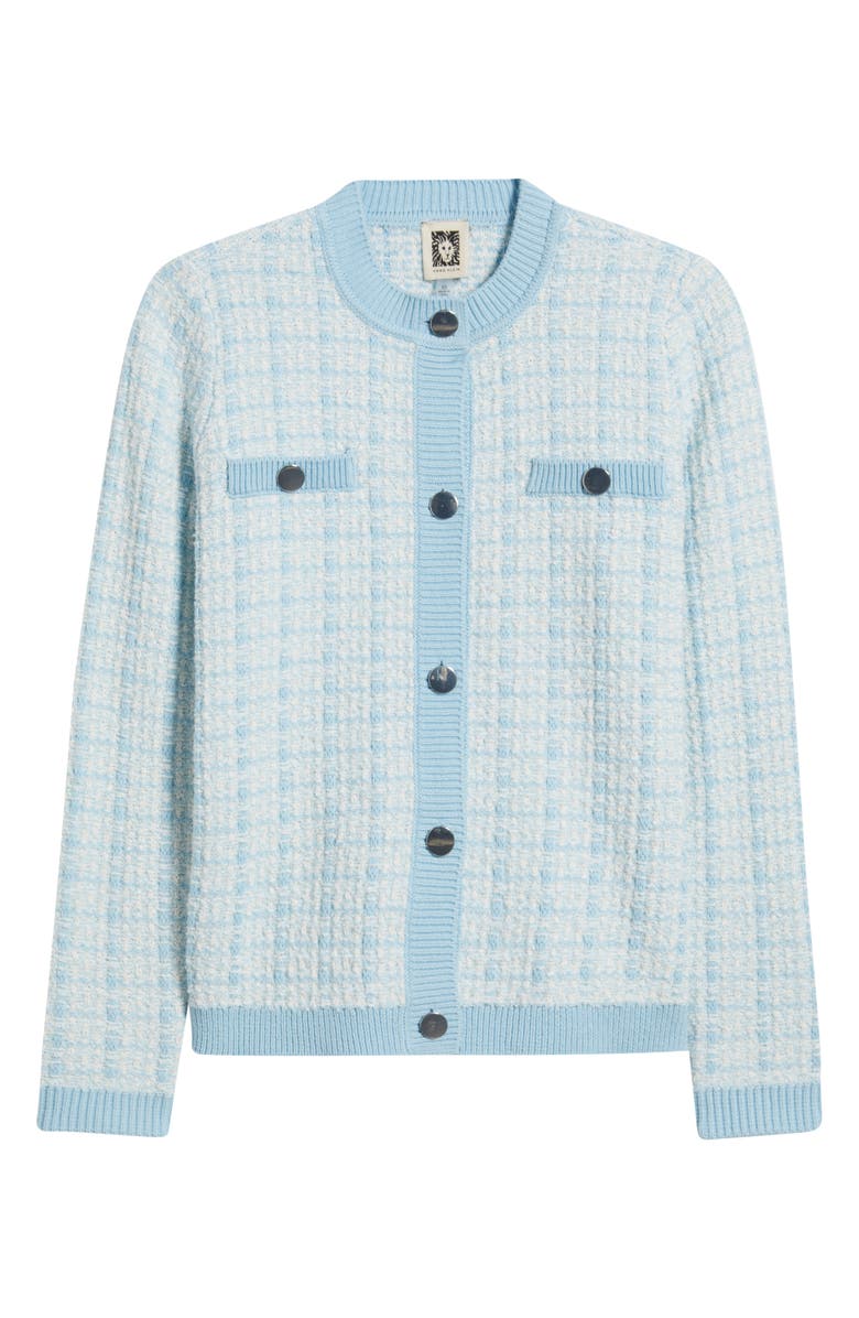 Anne Klein Lady Tweed Cardigan, Alternate, color, Opal Blue / White Dove