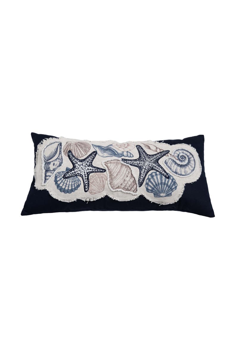 Vintage Shells Collection Embroidered Throw Pillow, 12" x 24", Alternate, color, Brown