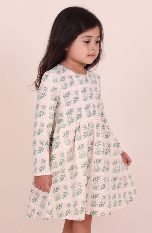 Tiny Tribe Kids' Flower Garden Long Sleeve Cotton Jersey Dress In Neutral