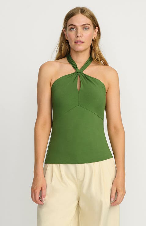 Slender Twist Front Halter Top