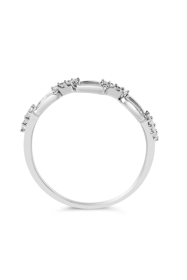 Silver Diamond Accent Paperclip Band Ring, Alternate, color, White