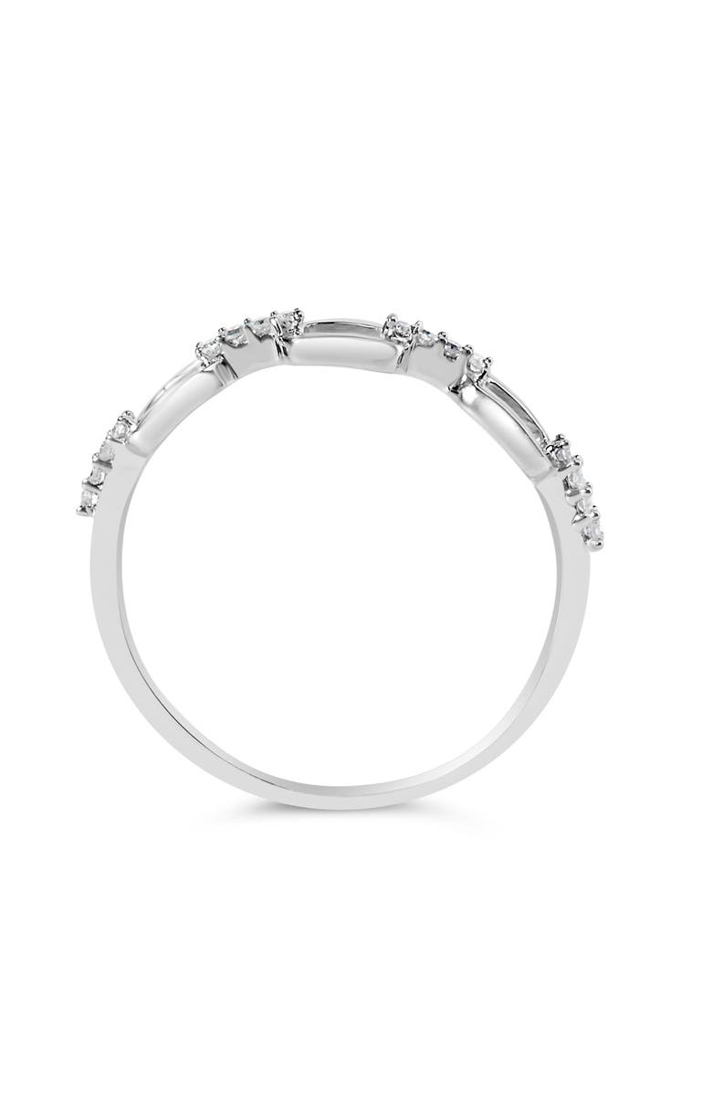 Haus of Brilliance Silver Diamond Accent Paperclip Band Ring, Alternate, color, White