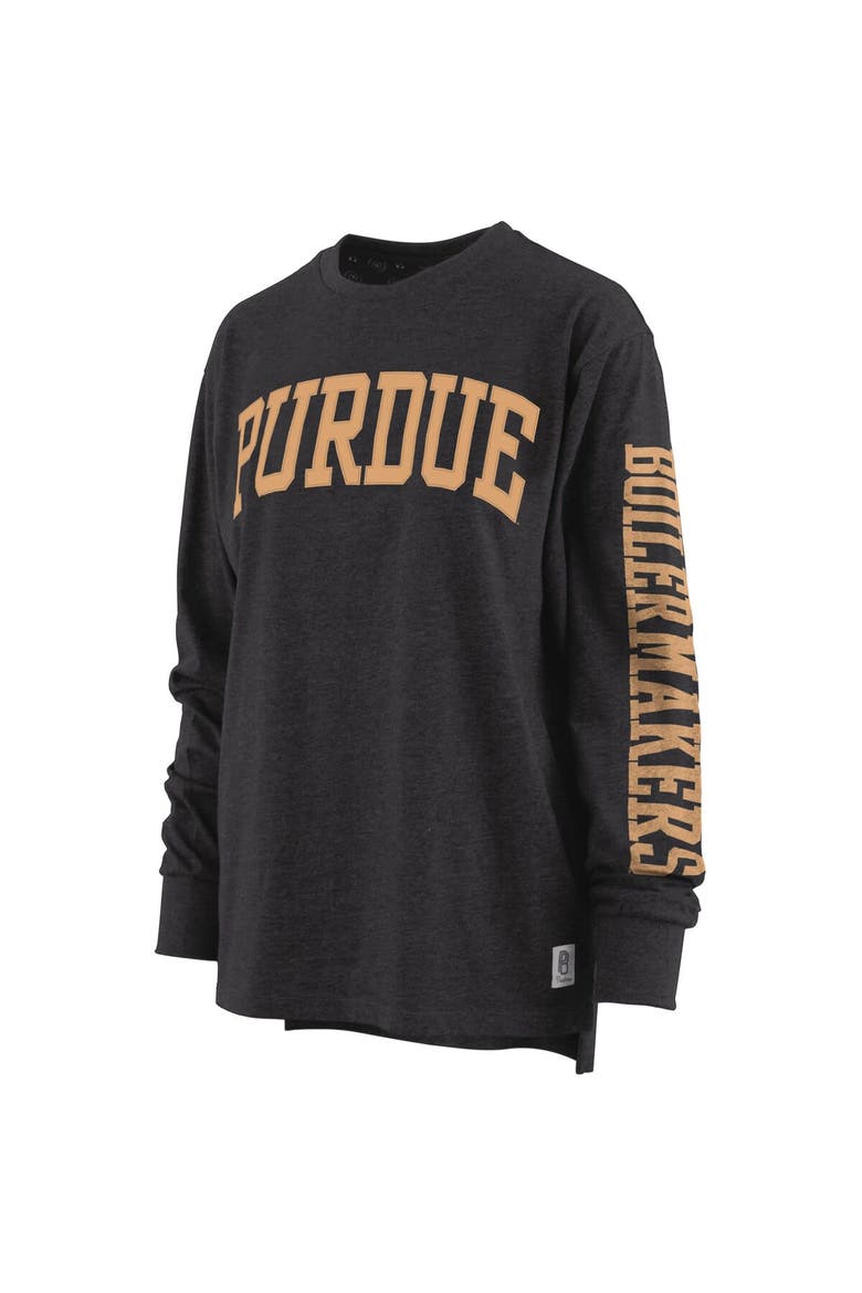 Women's Pressbox Heathered Black Purdue Boilermakers Two-Hit Canyon Long Sleeve T-Shirt, Alternate, color, Black