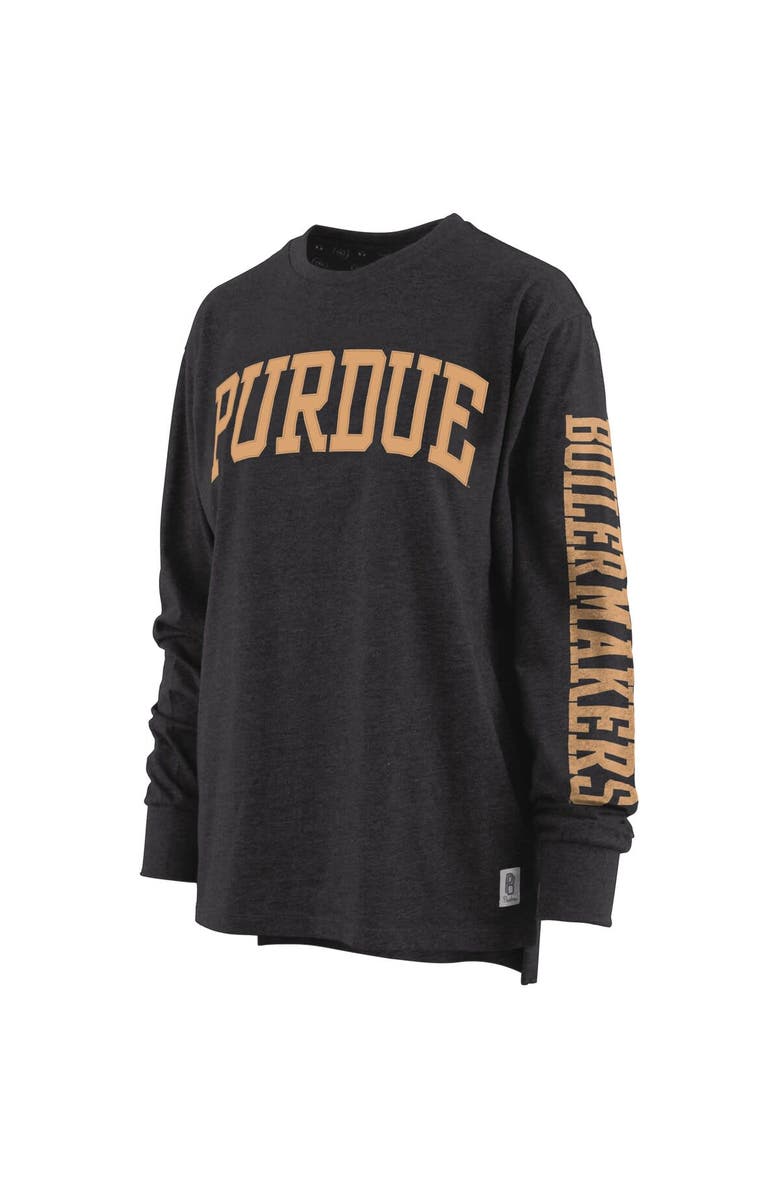 PRESSBOX Women's Pressbox Heathered Black Purdue Boilermakers Two-Hit Canyon Long Sleeve T-Shirt, Alternate, color, Black