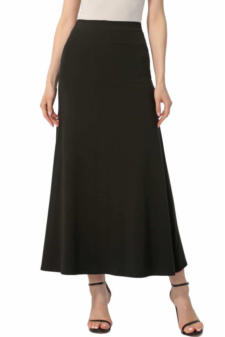 Women's Waist Ruched Maxi Skirt, Main, color, Black