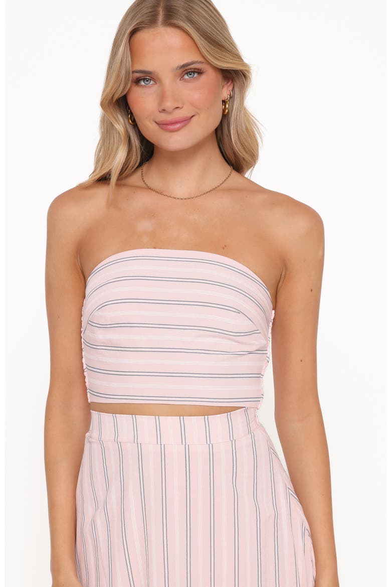 Serafina Stripe Strapless Top & Maxi Skirt Set, Alternate, color, BLUE STRIPE