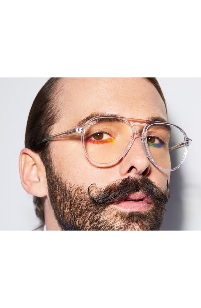 DIFF x Jonathan Van Ness Tosca Aviator Blue Light Blocking Sunglasses, Alternate, color, 