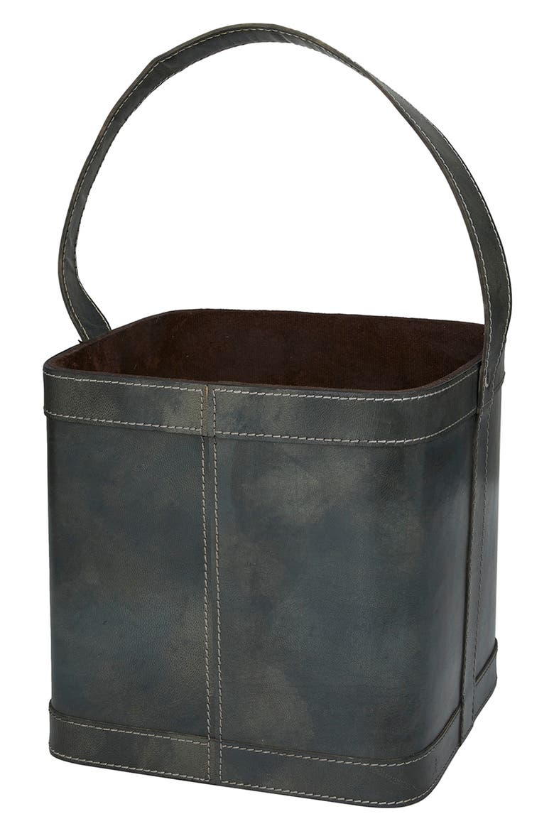 Blue Leather Four Bottle Wine Holder with Carrying Handle, Main, color, BLUE