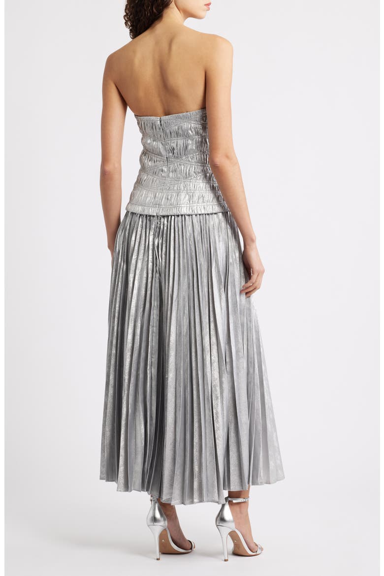 Rockland Strapless Midi Dress, Alternate, color, DOVE METALLIC