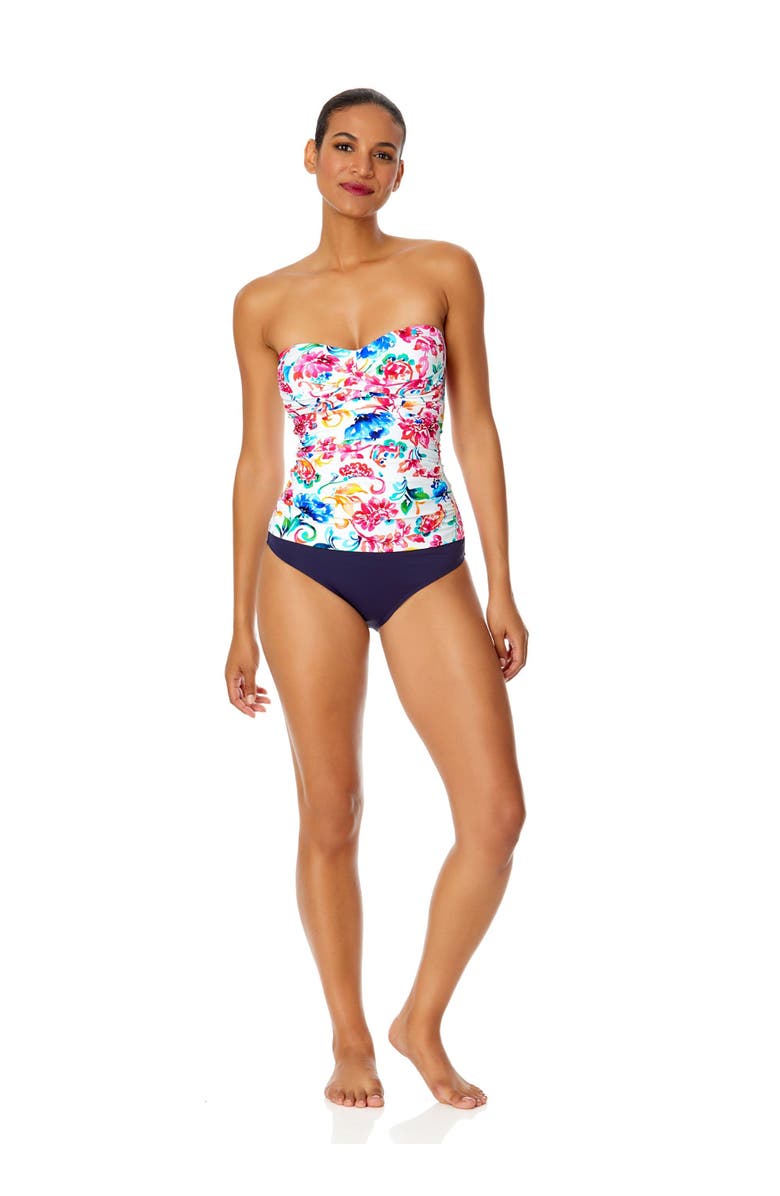 Anne Cole Women's Tiger Dance Twist Front Bandeaukini Swim Top, Alternate, color, Watercolor Paisley
