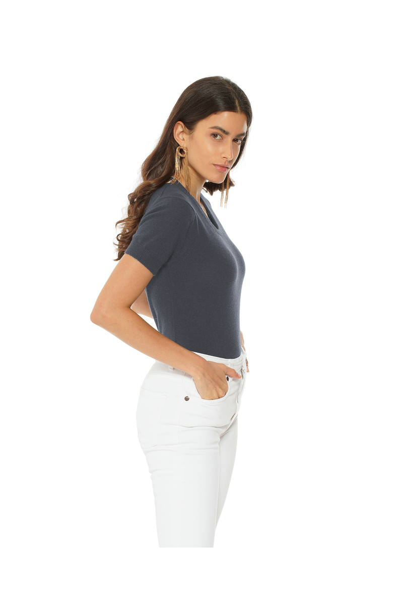 Monticelli Cashmere Pure Cashmere Featherlight Knit Tee, Alternate, color, Charcoal