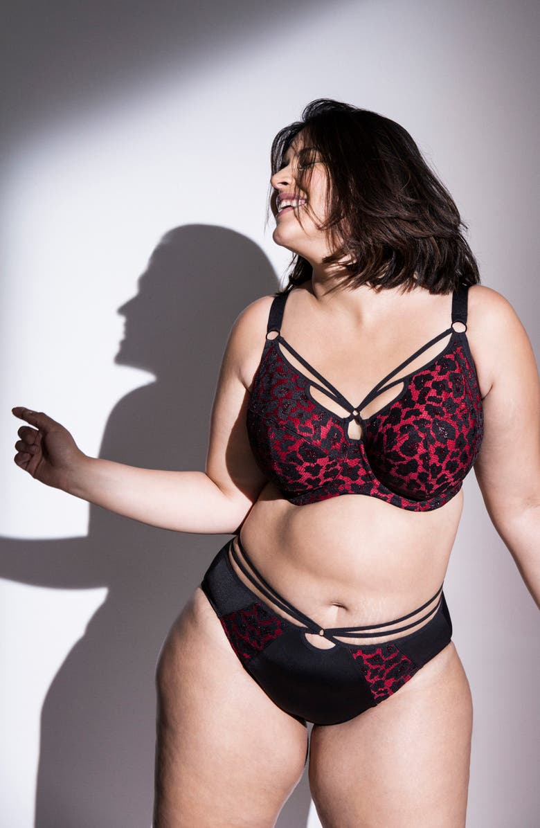 Elomi Nicole Full Figure Underwire Plunge Bra, Alternate, color,