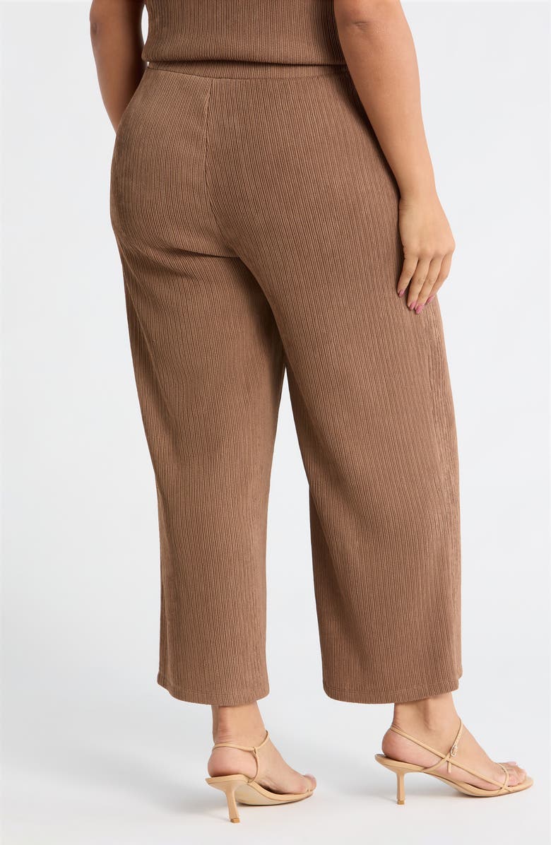 Anne Klein Crinkle Pull-On Ankle Wide Leg Pants, Alternate, color, Mushroom