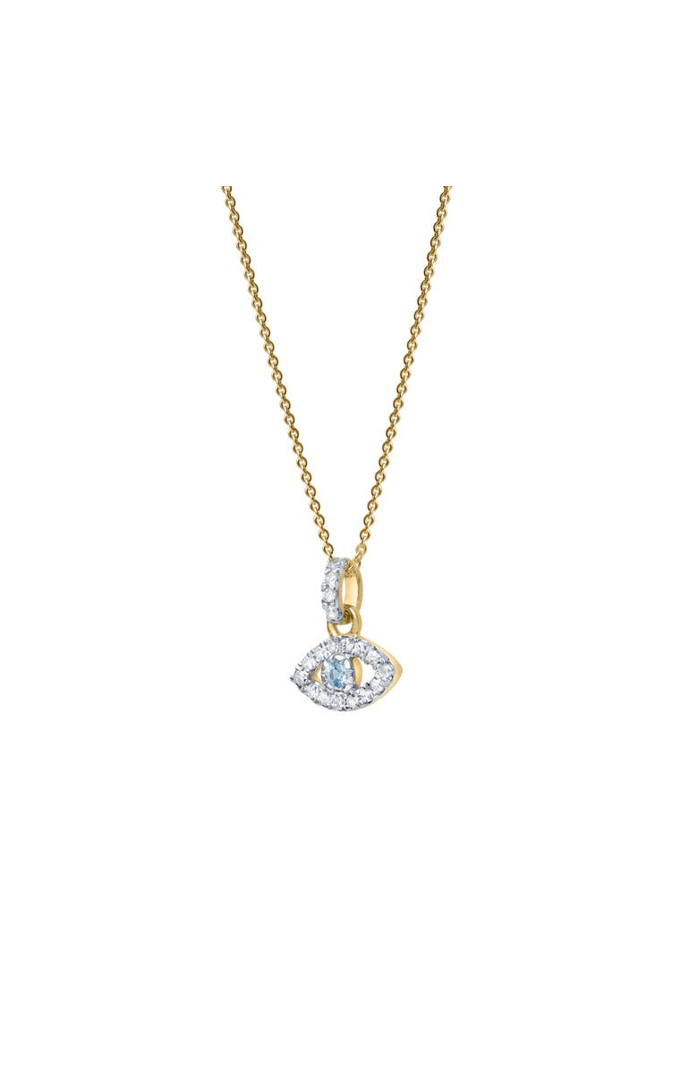 LuvMyJewelry Zaria Diamond Evil Eye & Blue Topaz Pendant in 14K Gold, Alternate, color, 14K Yellow Gold