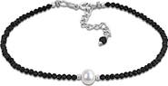 DELMAR Cultured Pearl & Black Spinel Bead Bracelet