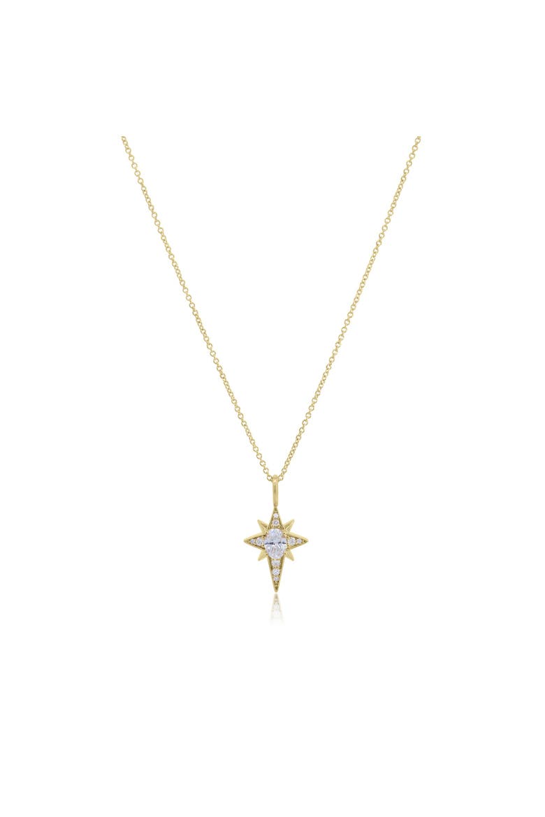 Lab Grown Diamond Starburst Necklace, Main, color, 14K Yellow Gold