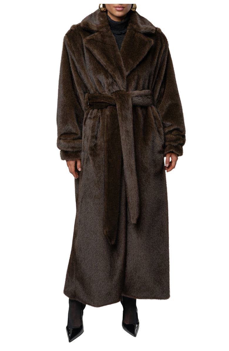 JLUXLABEL Uptown Faux Fur Coat, Alternate, color, Brown