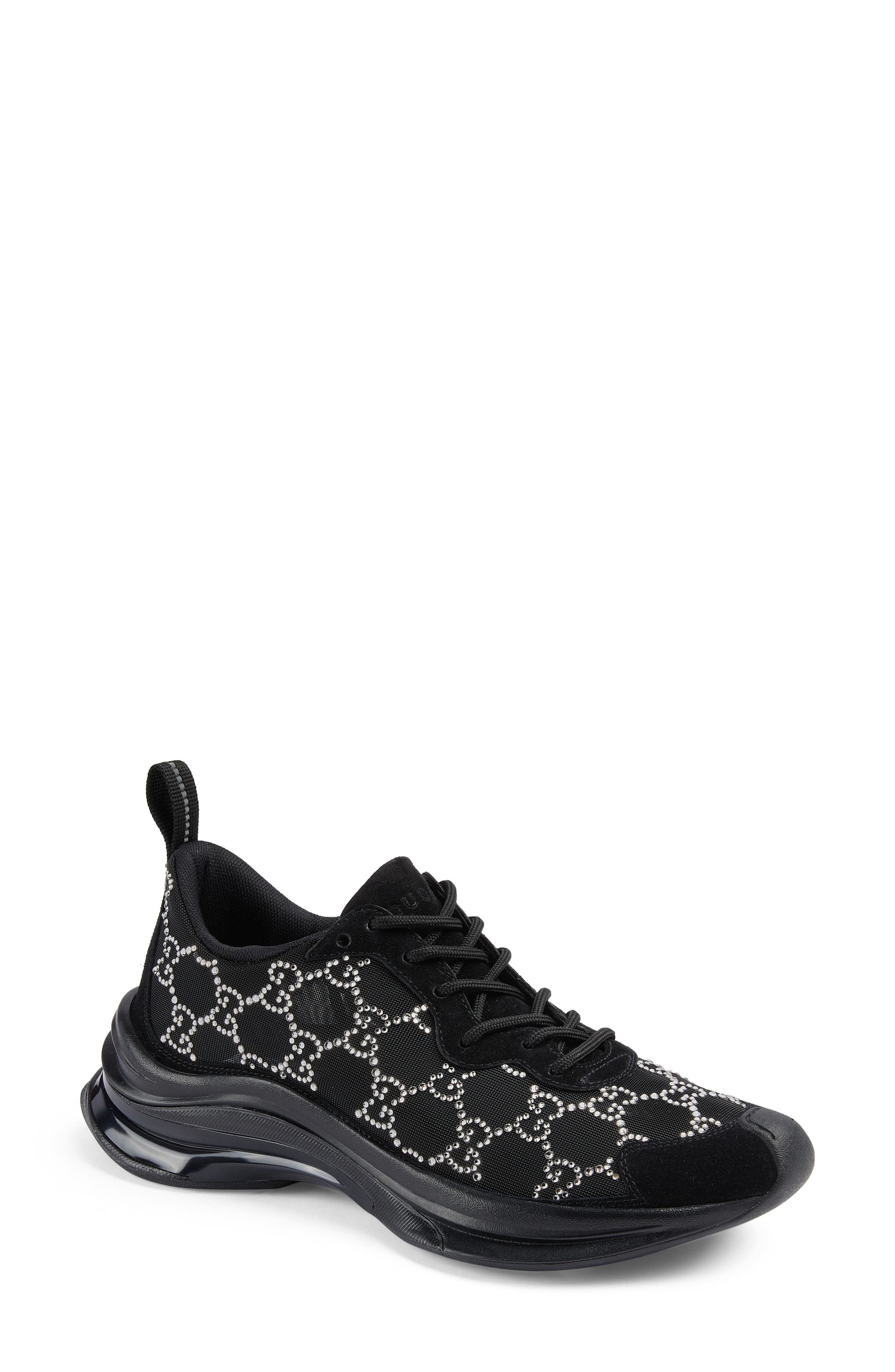 Gucci Run Crystal Mesh Sneaker, Main, color, 