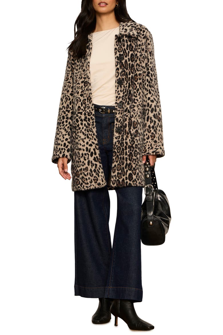 Upside Leopard Print Faux Fur Jacket, Alternate, color, COCOA KITTY BROWN