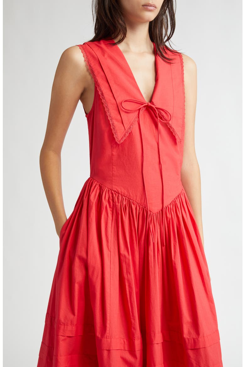 Opa Cotton Poplin Midi Dress, Alternate, color, RED
