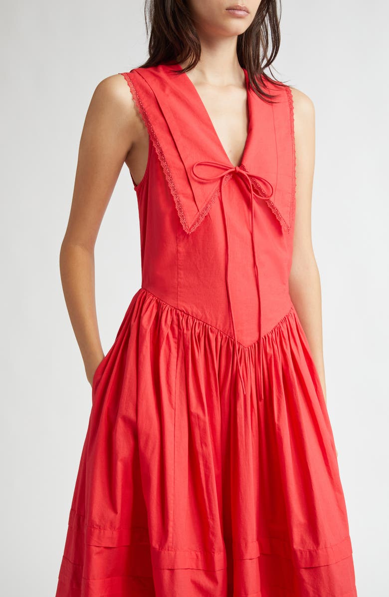 Sandy Liang Opa Cotton Poplin Midi Dress, Alternate, color, 