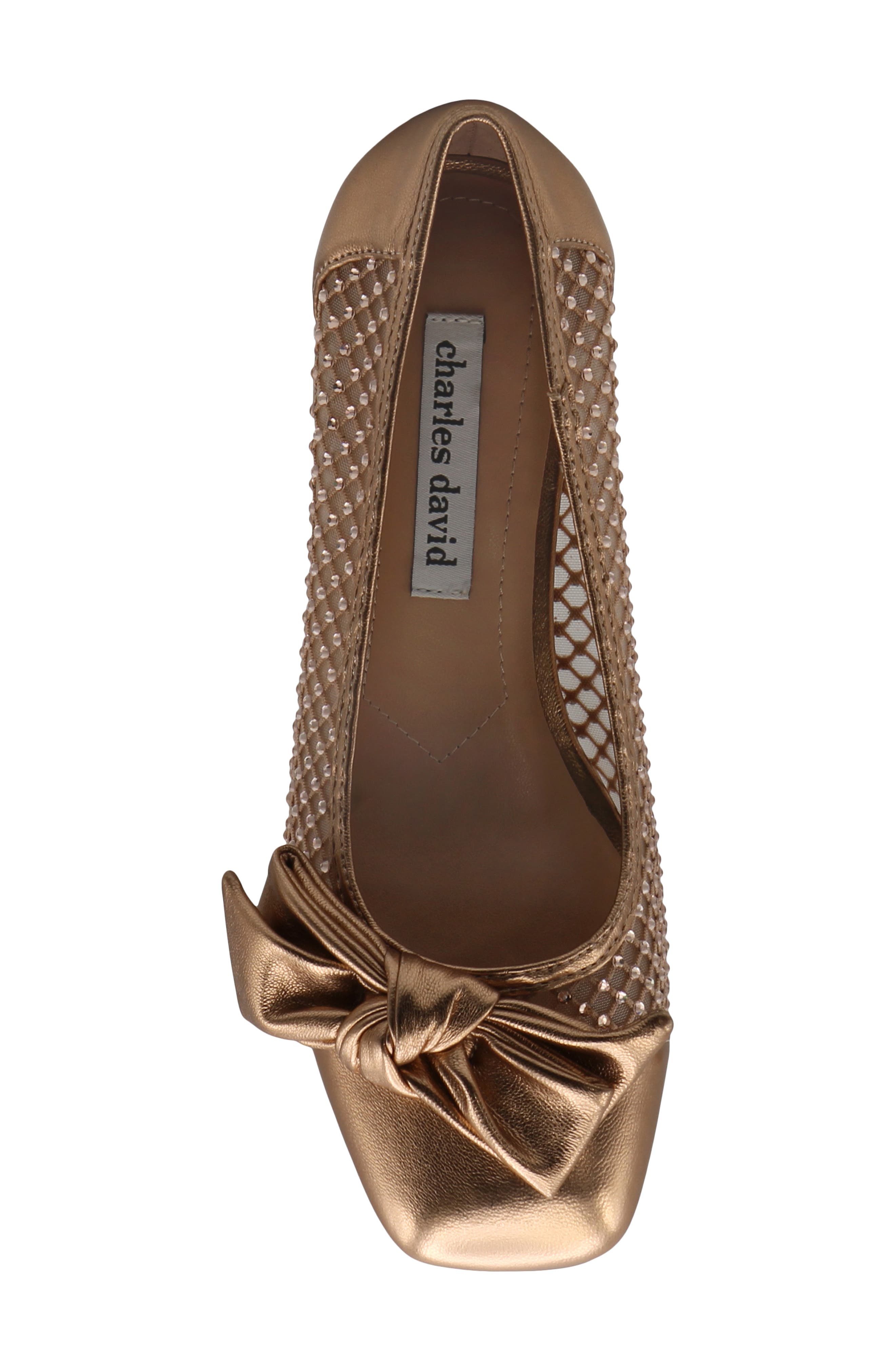 Charles David Zola Rhinestone Mesh Block Heel Pump, Alternate, color, Champagne