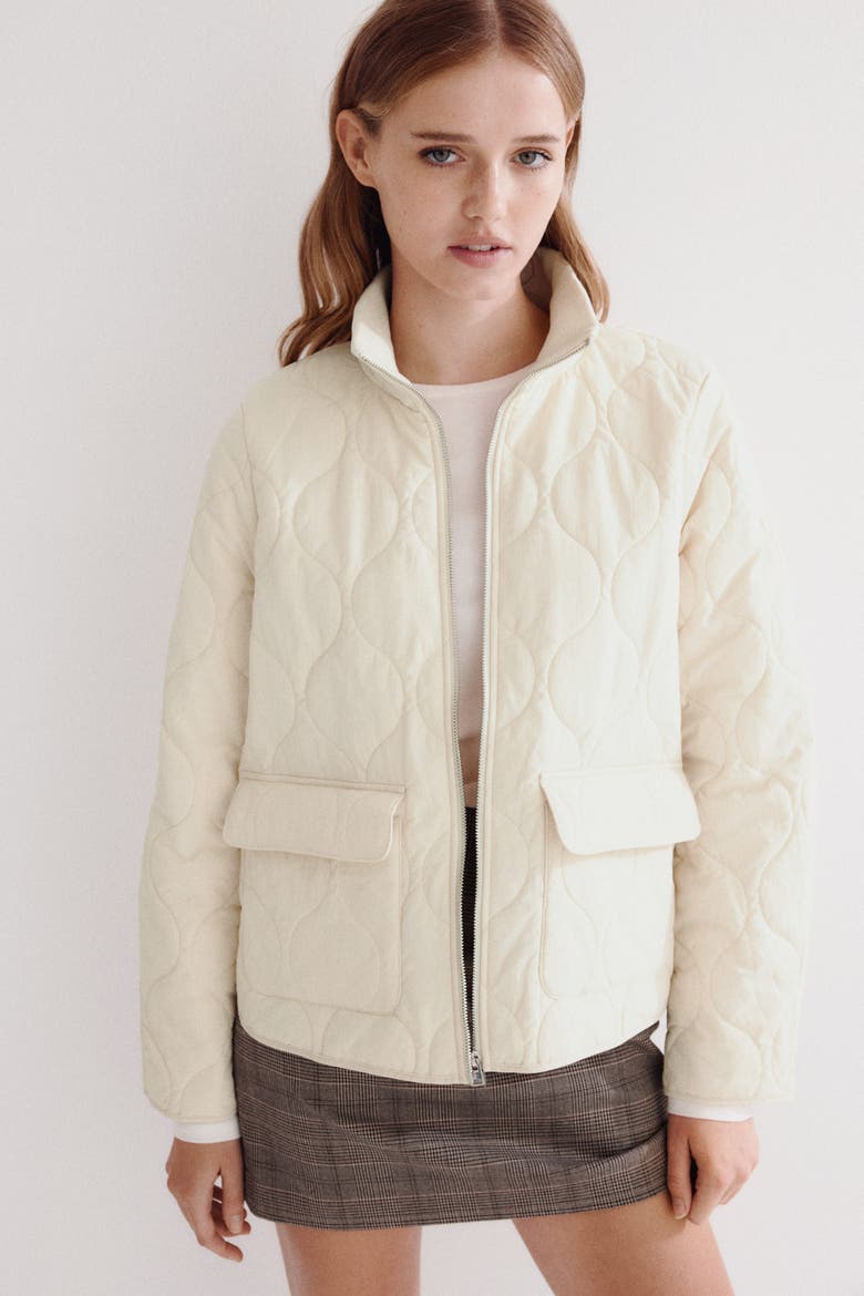 Oversized Quilted Jacket, Alternate, color, Cream