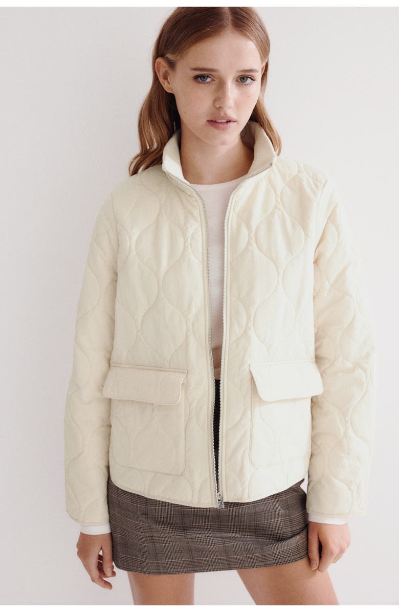 H&M Oversized Quilted Jacket, Alternate, color, Cream