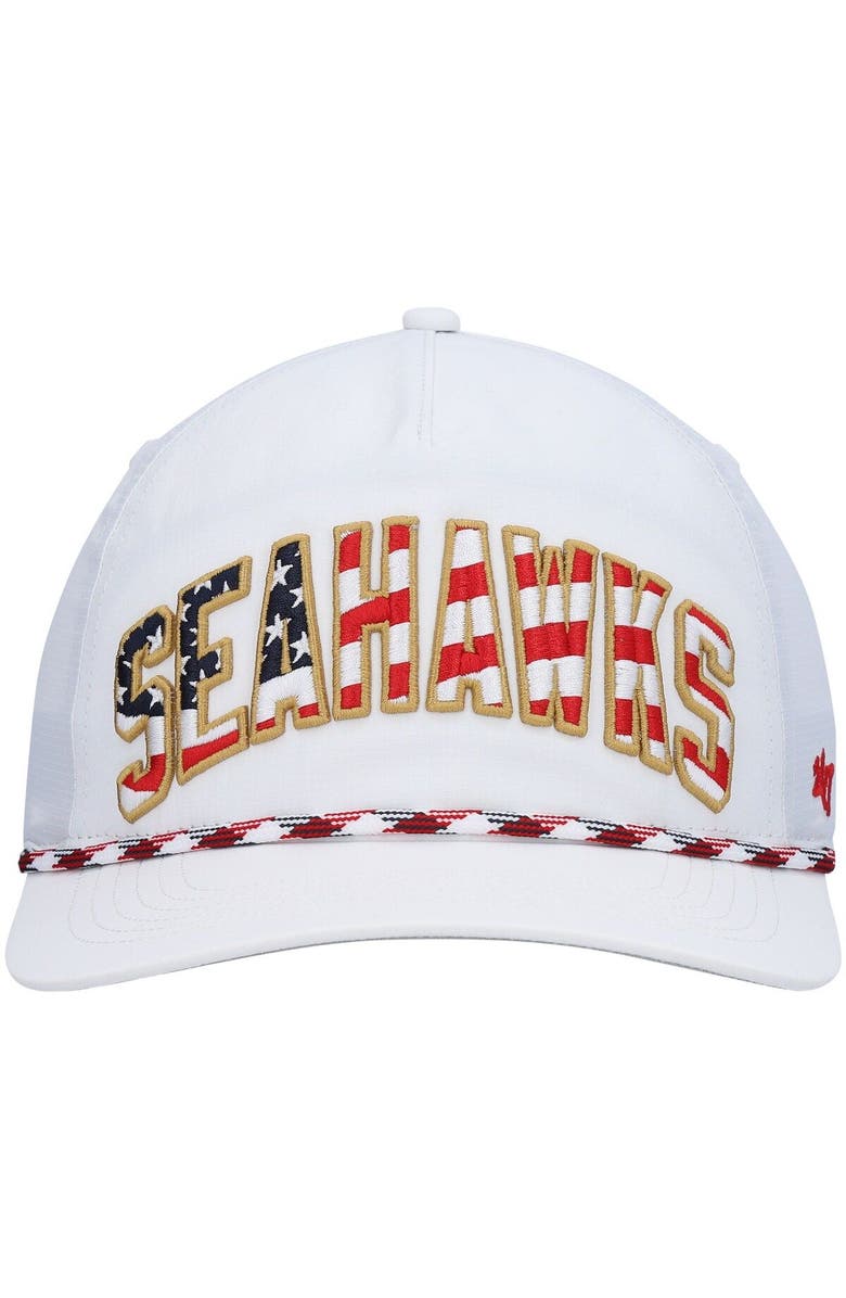 '47 Men's '47 White Seattle Seahawks Hitch Stars and Stripes Trucker Adjustable Hat, Alternate, color, 