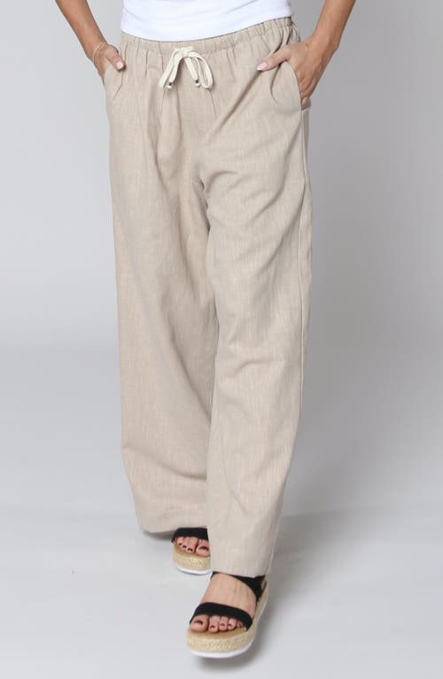Leisure Lab Linen Palazzo Pant In Brown