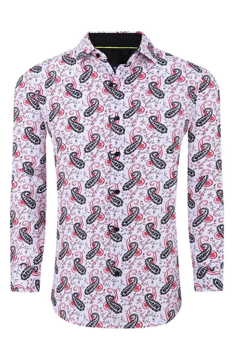 Azaro Uomo Slim Fit Paisley Print Performance Dress Shirt, Alternate, color, 