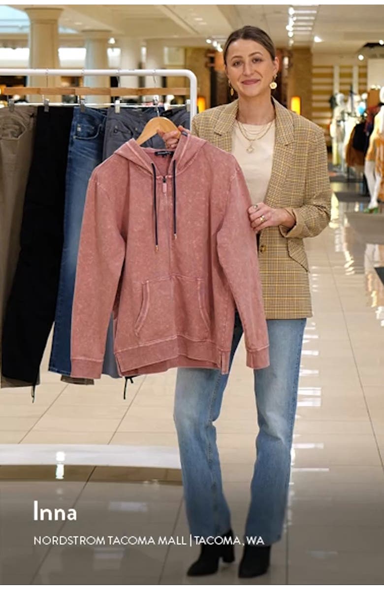 Acid Wash Zip Front Fleece Hoodie, sales video thumbnail