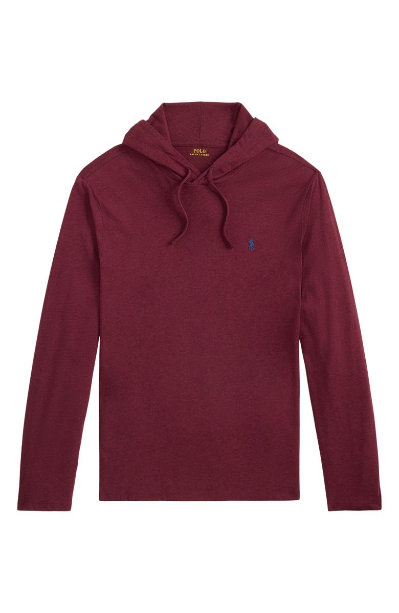 Polo Ralph Lauren Long Sleeve Hooded Cotton T-Shirt, Alternate, color, Spring Wine Heather