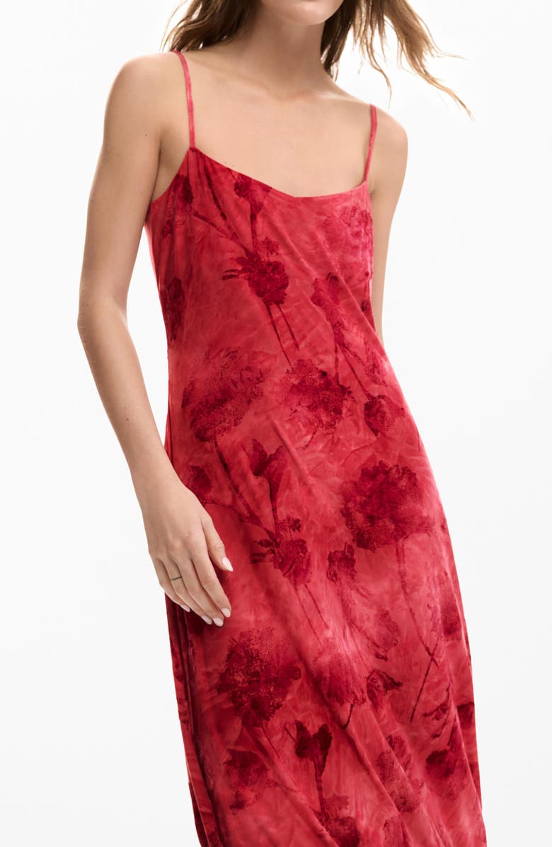 Desigual Printed Midi Slipdress, Alternate, color, Red