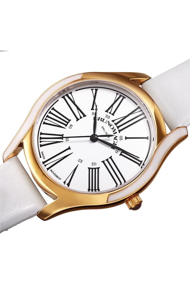 Bruno Magli Womens's Alessia 1381 Swiss Ronda Quartz 763 Leather Strap Watch, 36mm, Alternate, color,