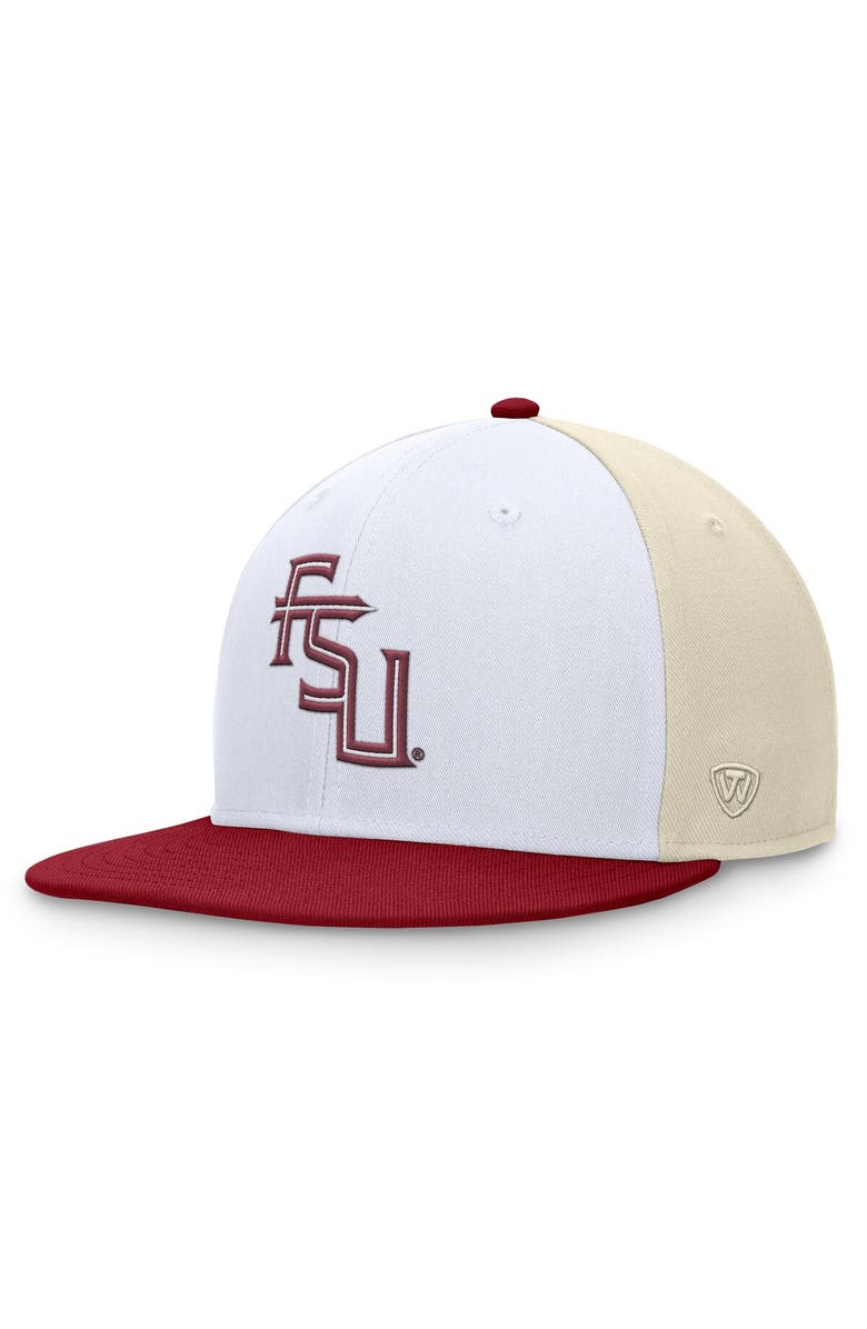 TOP OF THE WORLD Men's Top of the World White/Garnet Florida State Seminoles Tri-Tone Heritage Collector Fitted Hat, Alternate, color, 