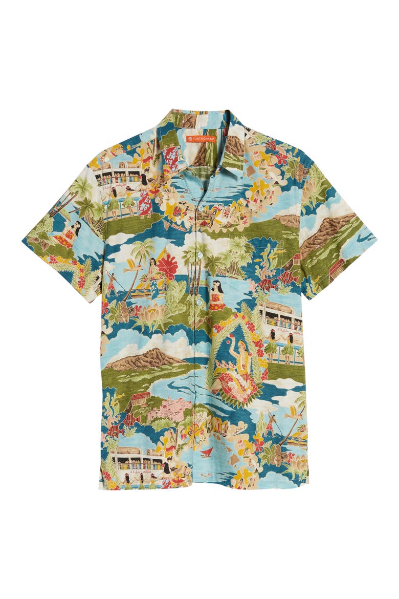 Boat Day Aloha Sport Shirt, Alternate, color, LAGOON