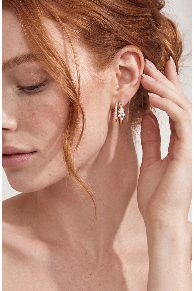 Marquise Double Hoop Earrings, Alternate, color, CLEAR