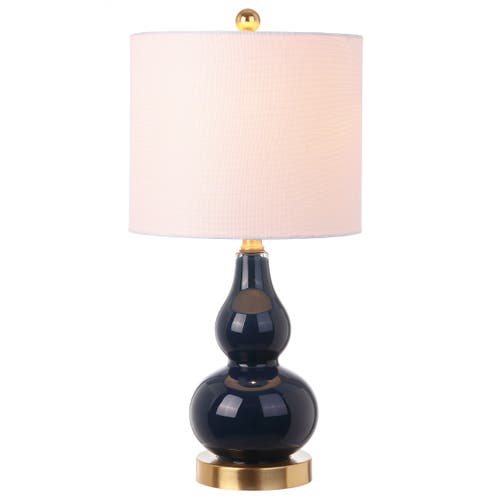 Jonathan Y Anya Mini Glass Table Lamp In Navy/blue