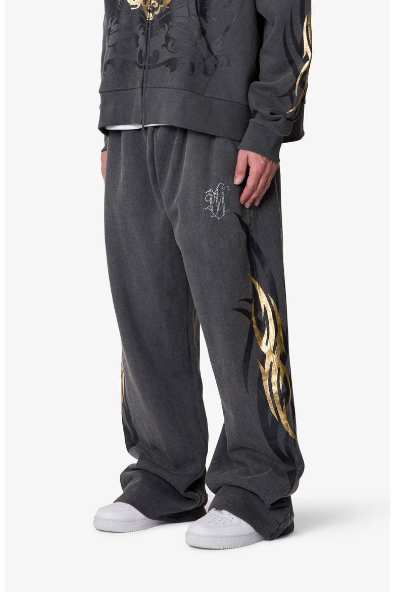 Oversize Gold Foil Sweatpants, Alternate, color, WASHED BLACK