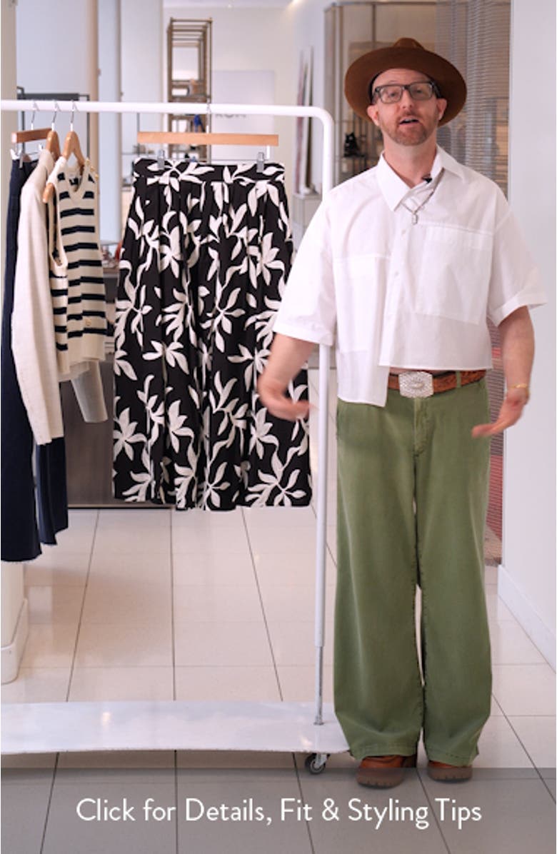 Embroidered Pull-On A-Line Midi Skirt, sales video thumbnail