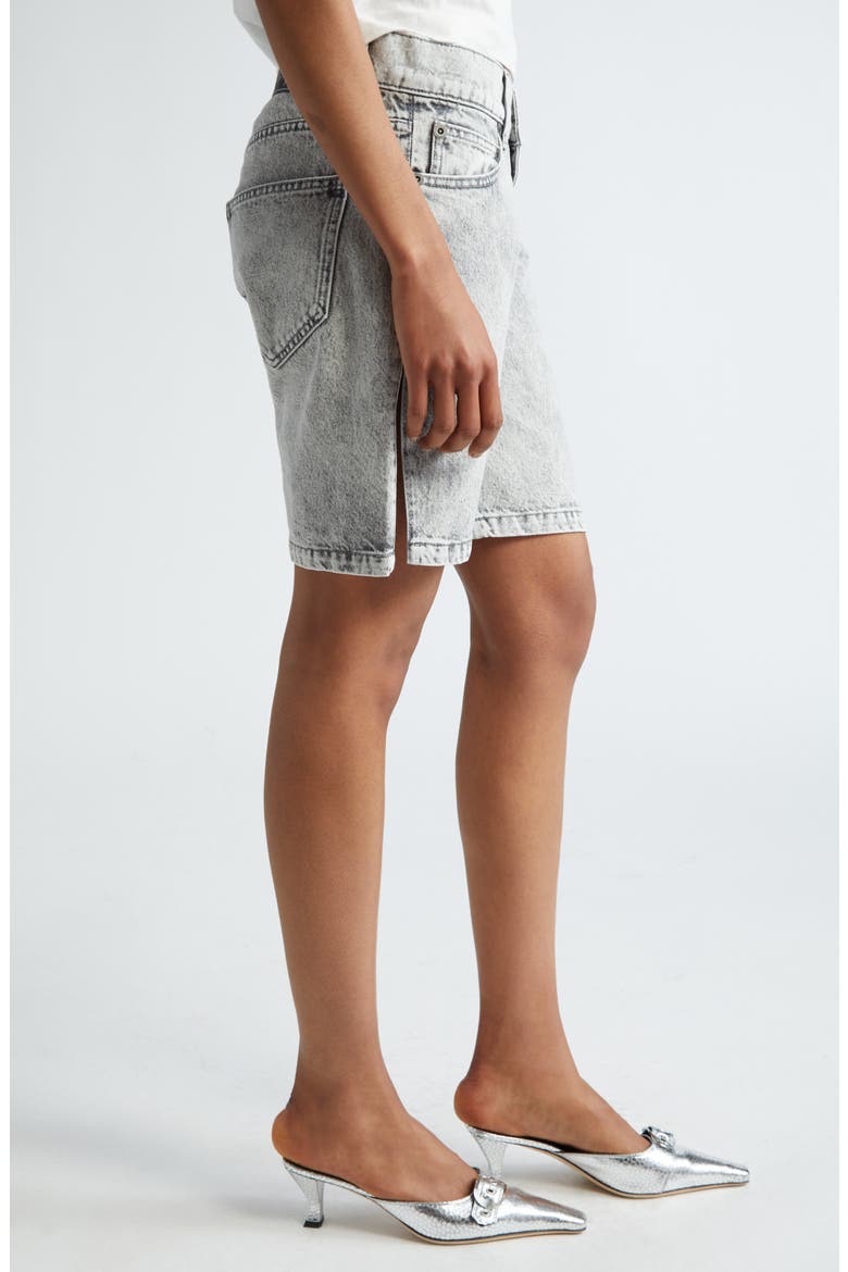 Split Leg Denim Shorts, Alternate, color, GREY