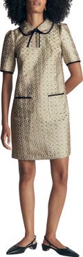 Boden Bow Detail Jacquard Shift Dress