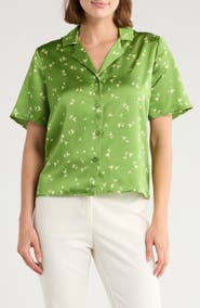 T Tahari Printed Camp Shirt
