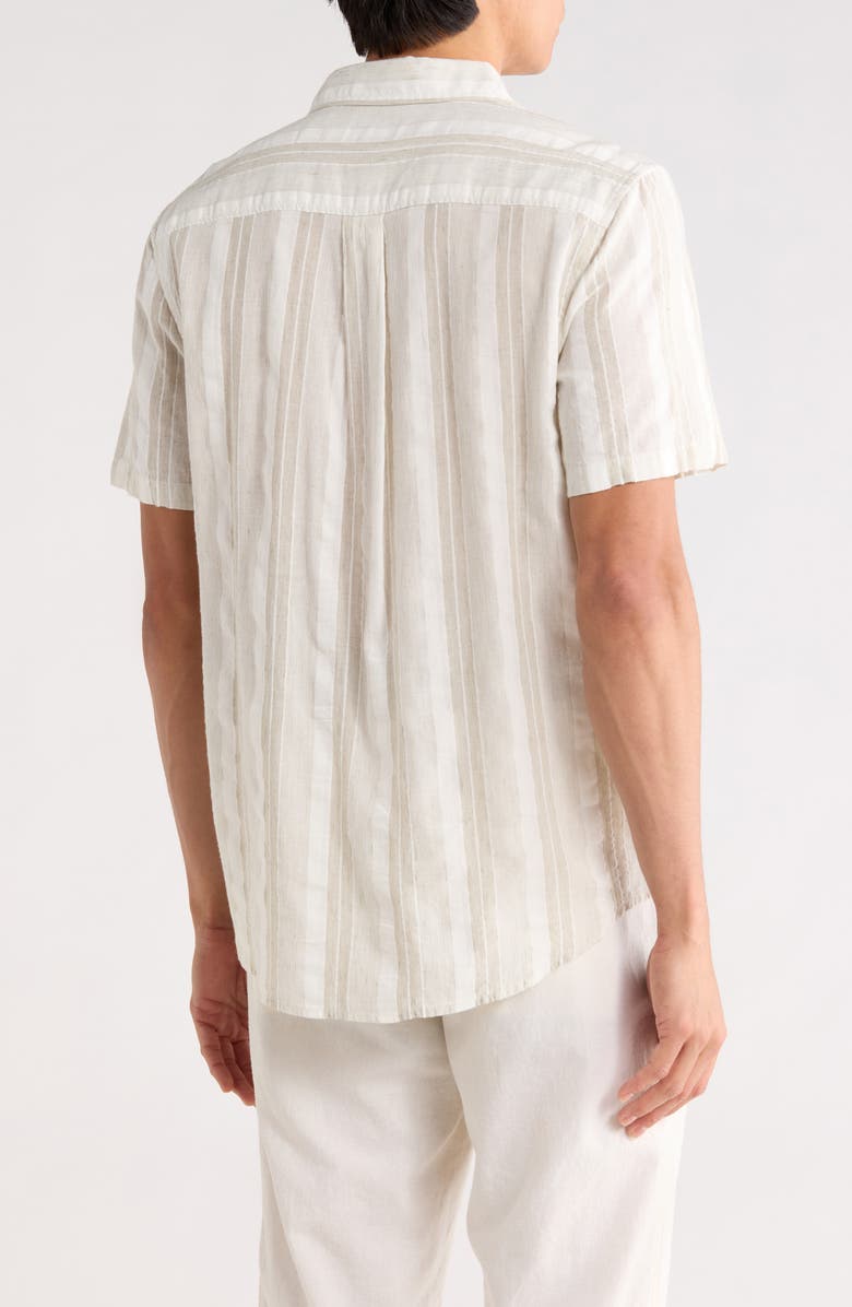 14th & Union Short Sleeve Woven Slub Shirt, Alternate, color, Tan Tide Stripe
