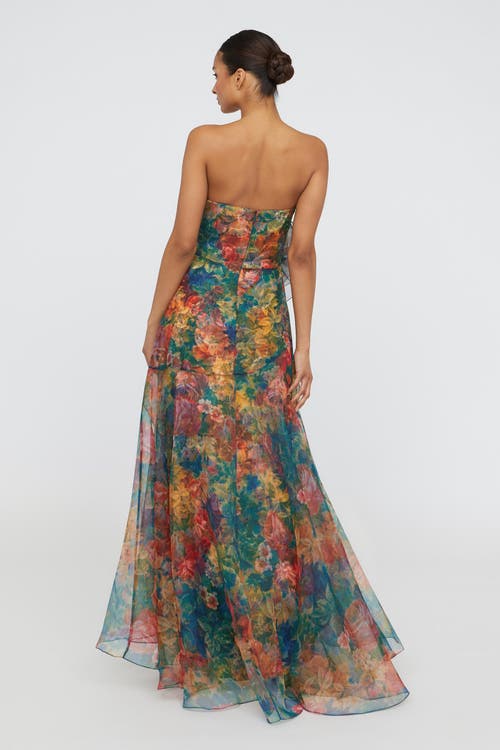 Theia Leora Rosette Ruffle Gown In Green