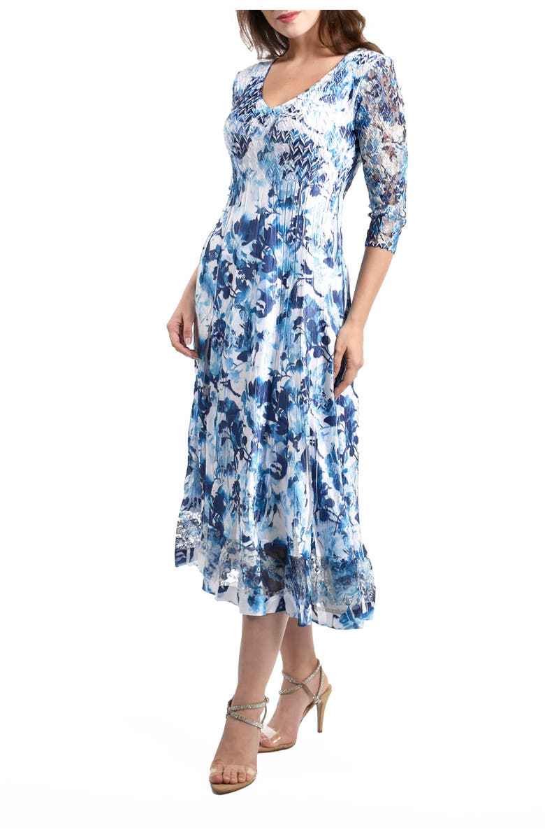 Komarov Greecian Vines Printed Dress, Alternate, color, Santoirini